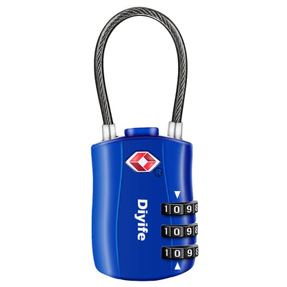 Diyife TSA Approved Luggage Locks with Flexible Steel Cable, Easy to Set up
