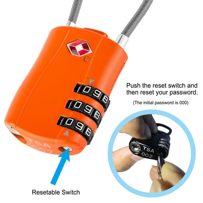 Diyife TSA Approved Luggage Locks with Flexible Steel Cable, Easy to Set up