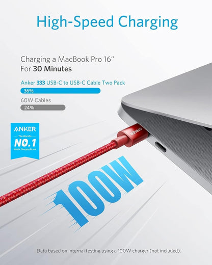 Anker USB C to USB C Charger Cable, 100W Fast Charging Cable (6 ft/1.8m)
