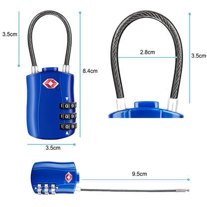 Diyife TSA Approved Luggage Locks with Flexible Steel Cable, Easy to Set up