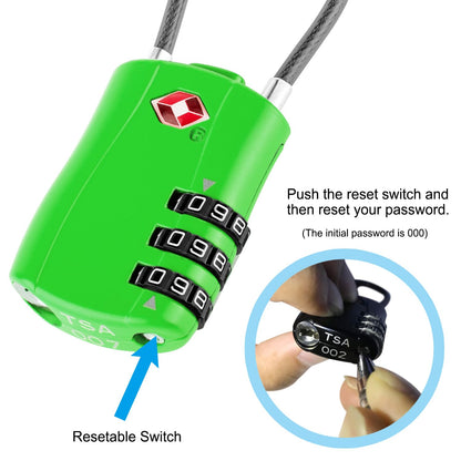 Diyife TSA Approved Luggage Locks with Flexible Steel Cable, Easy to Set up