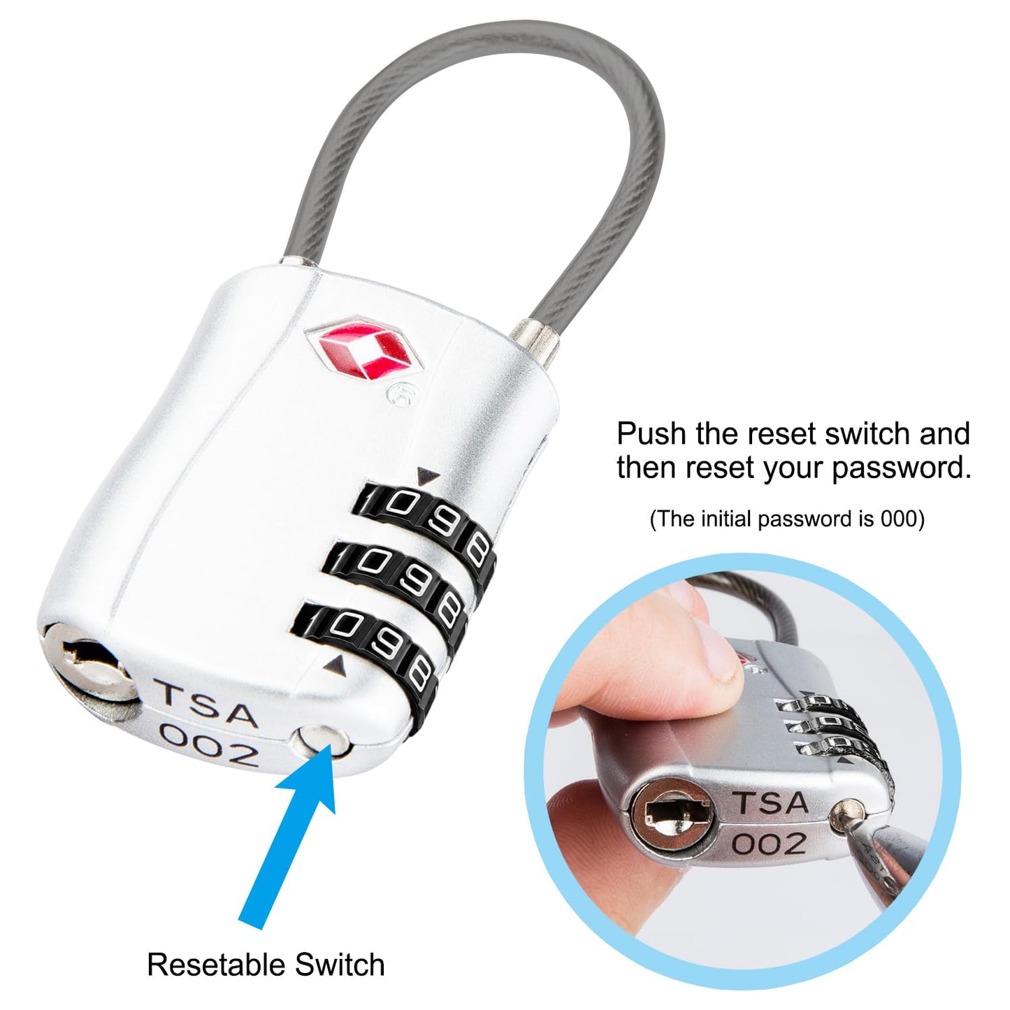 Diyife TSA Approved Luggage Locks with Flexible Steel Cable, Easy to Set up