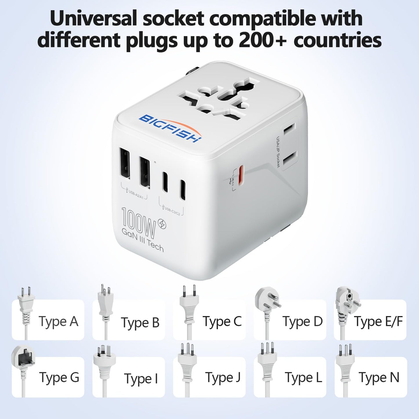 Bigfish Universal Travel Adapter, Travel Plug Adapter Worldwide
