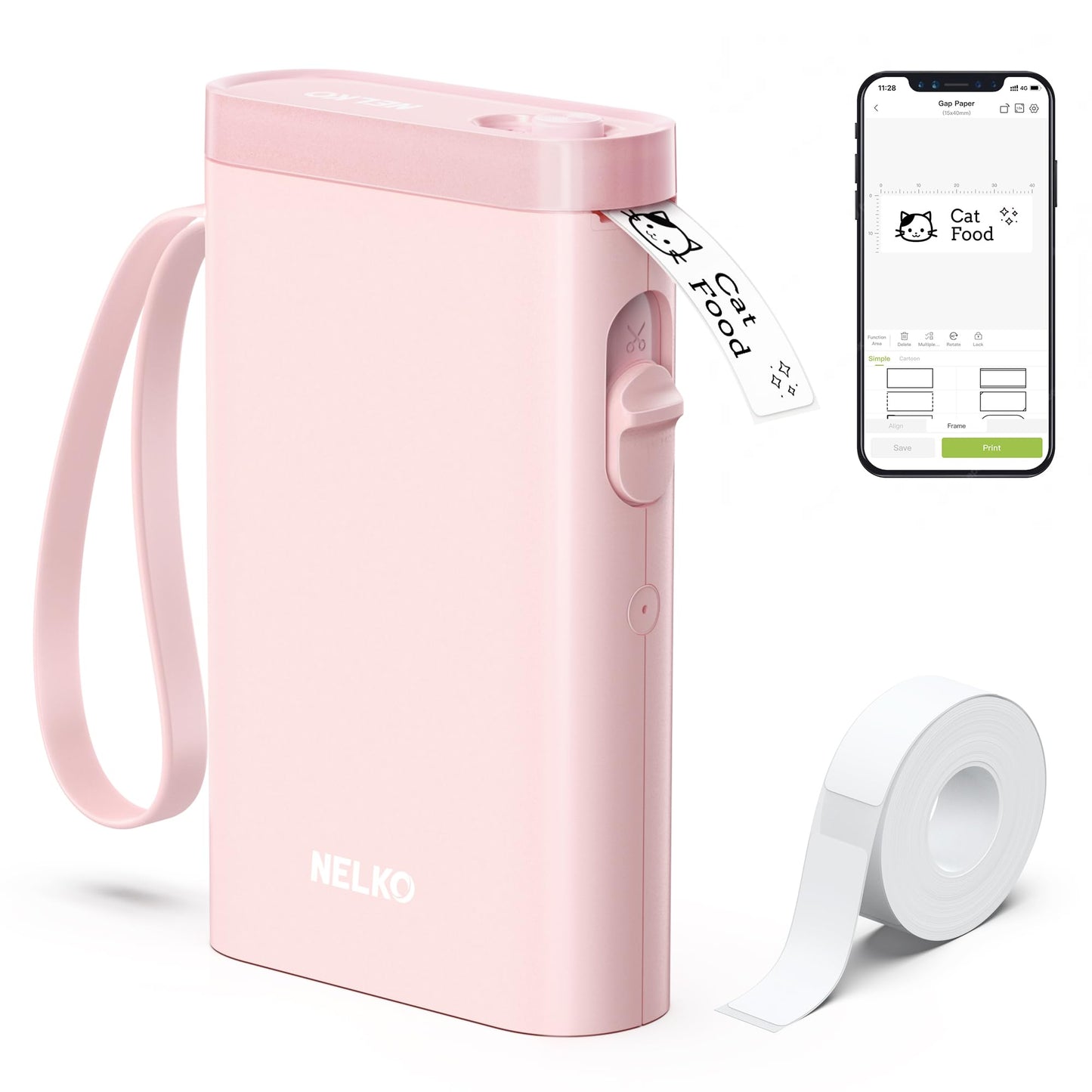 Nelko Label Maker P21 Portable Bluetooth Sticker Printer with Tape, White