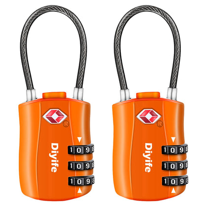 Diyife TSA Approved Luggage Locks with Flexible Steel Cable, Easy to Set up