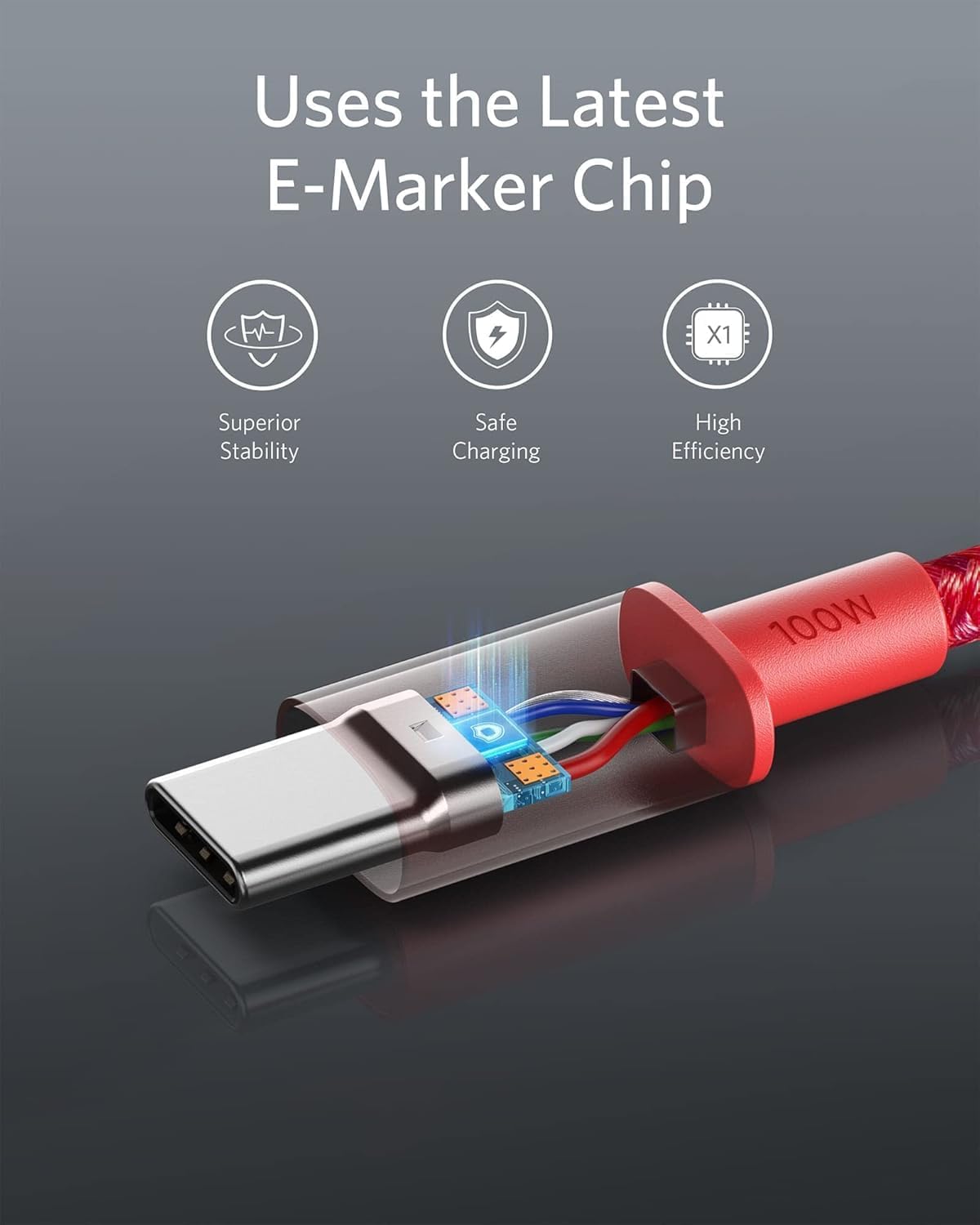 Anker USB C to USB C Charger Cable, 100W Fast Charging Cable (6 ft/1.8m)