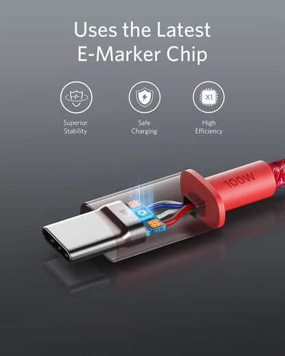 Anker USB C to USB C Charger Cable, 100W Fast Charging Cable (6 ft/1.8m)