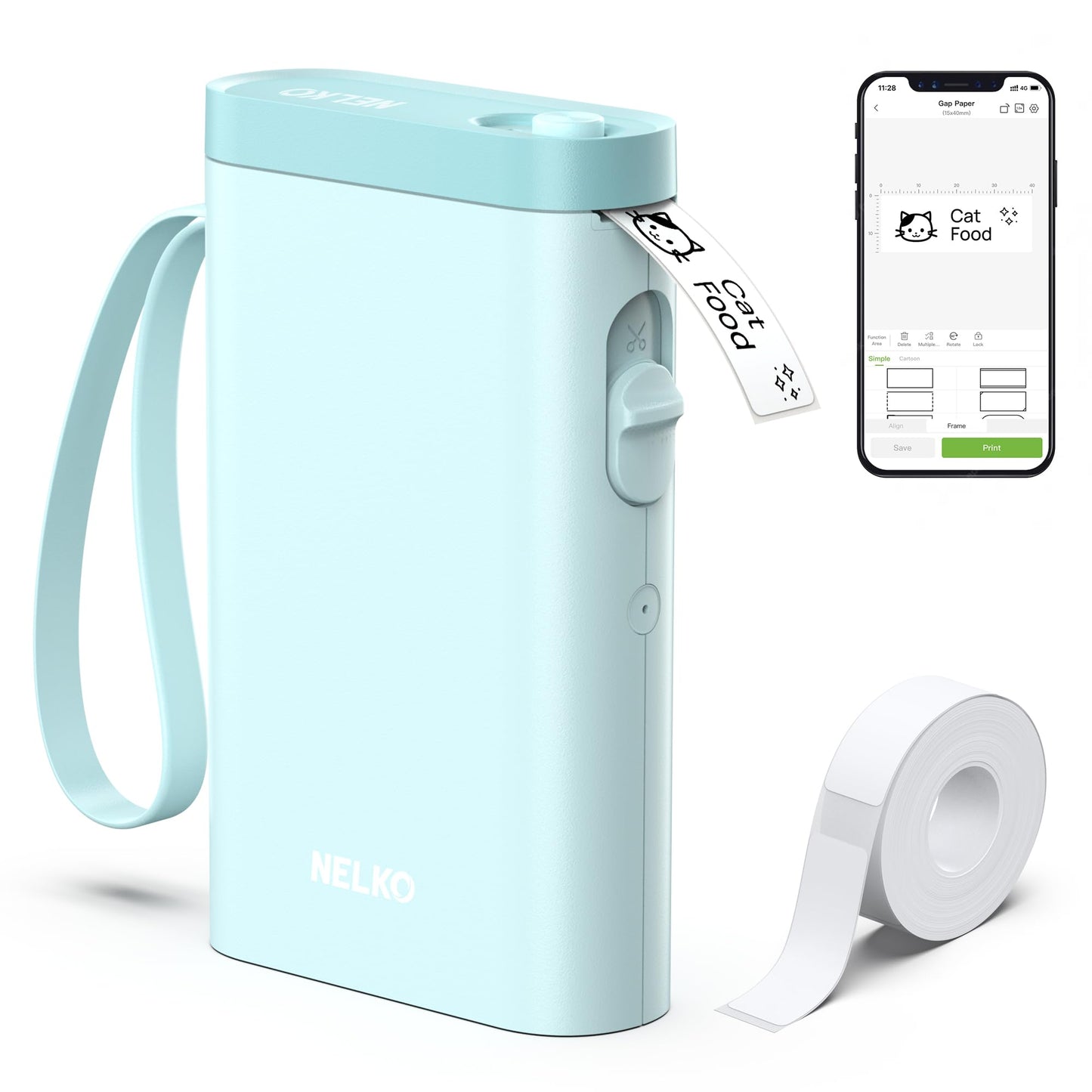 Nelko Label Maker P21 Portable Bluetooth Sticker Printer with Tape, White