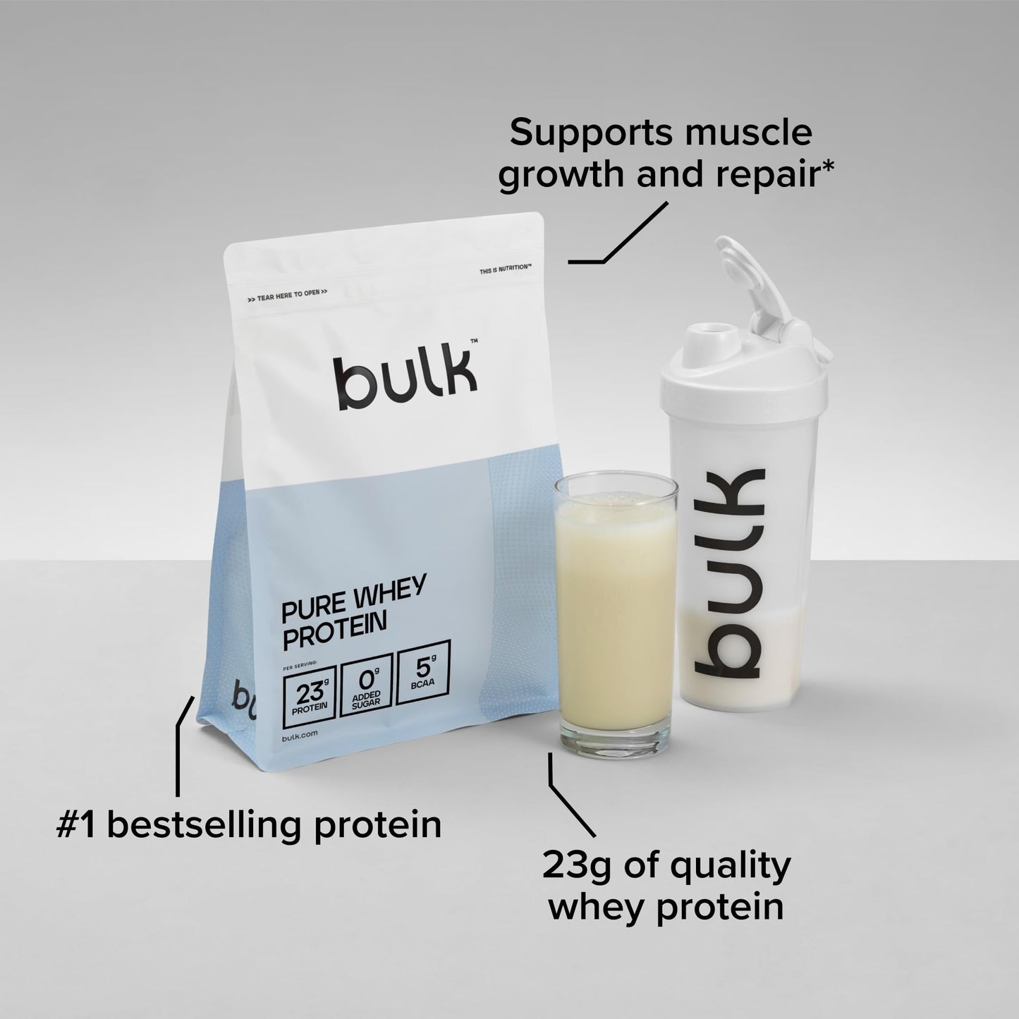 Bulk Pure Whey Protein Powder, Vanilla, 1kg