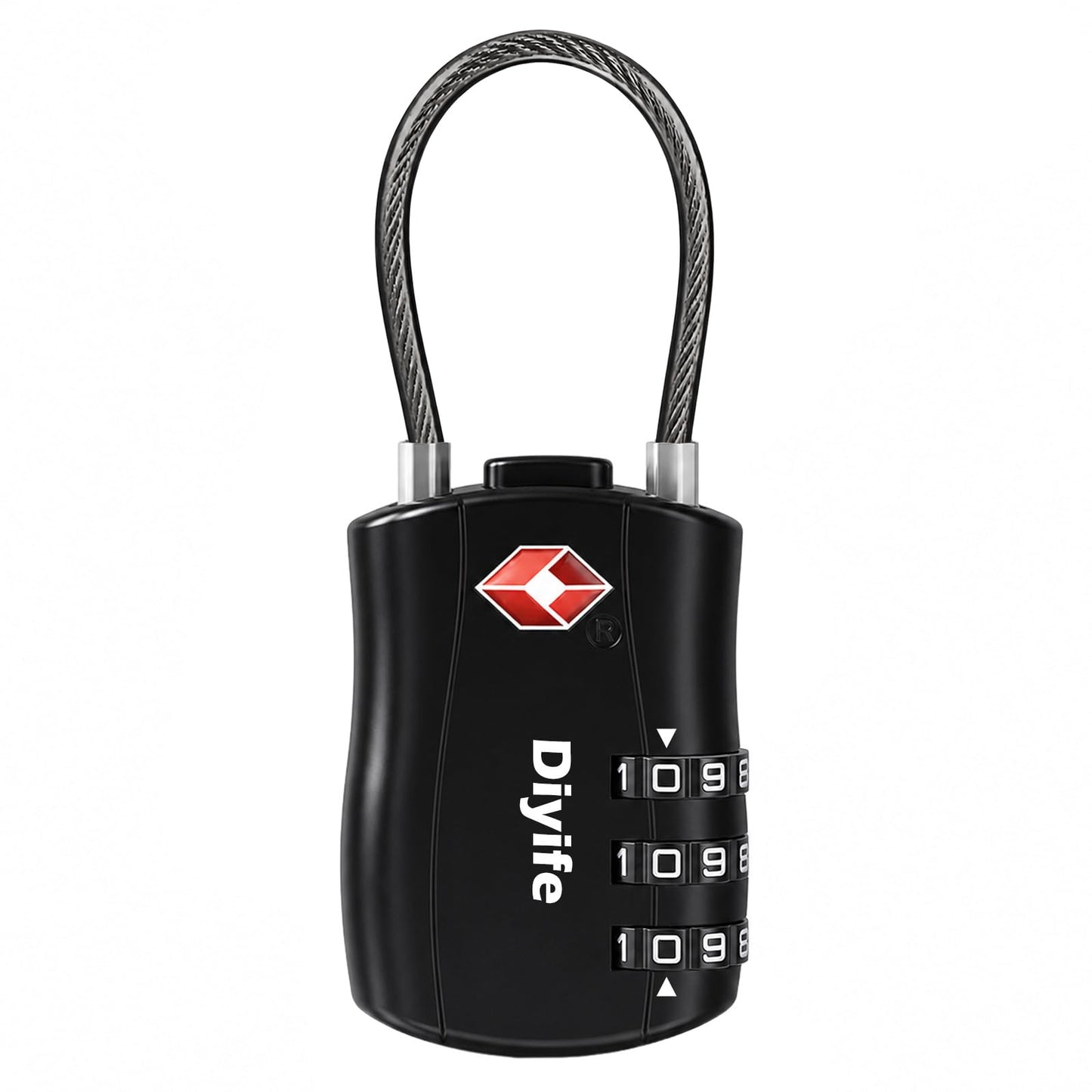 Diyife TSA Approved Luggage Locks with Flexible Steel Cable, Easy to Set up