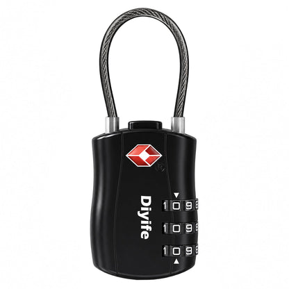 Diyife TSA Approved Luggage Locks with Flexible Steel Cable, Easy to Set up