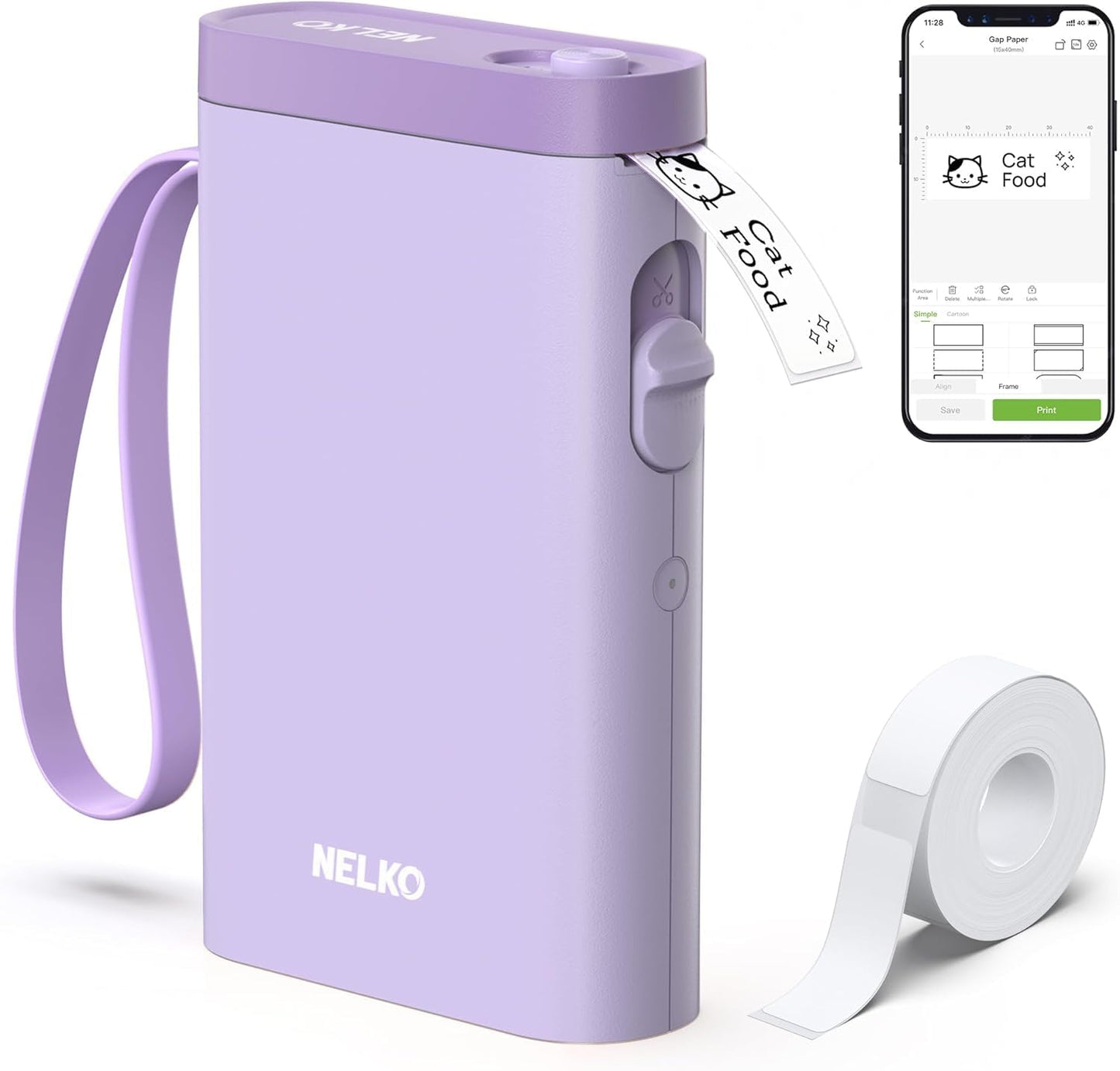 Nelko Label Maker P21 Portable Bluetooth Sticker Printer with Tape, White