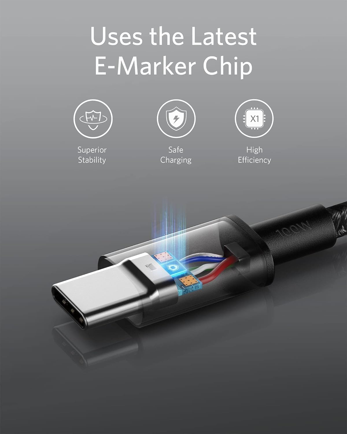 Anker USB C to USB C Charger Cable, 100W Fast Charging Cable (6 ft/1.8m)