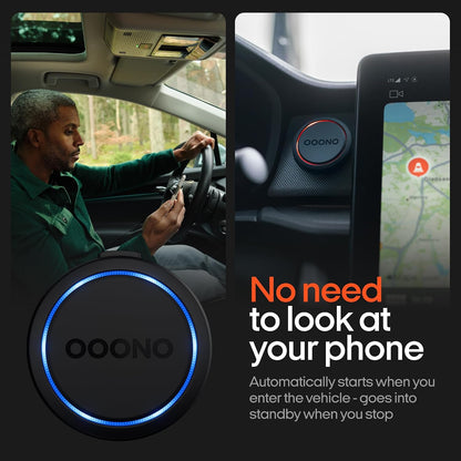 OOONO Co-Driver NO2 - next gen. traffic safety alarm - warns of speed cameras and road hazards - rechargeable - LED indicator - CarPlay & Android Auto compatible