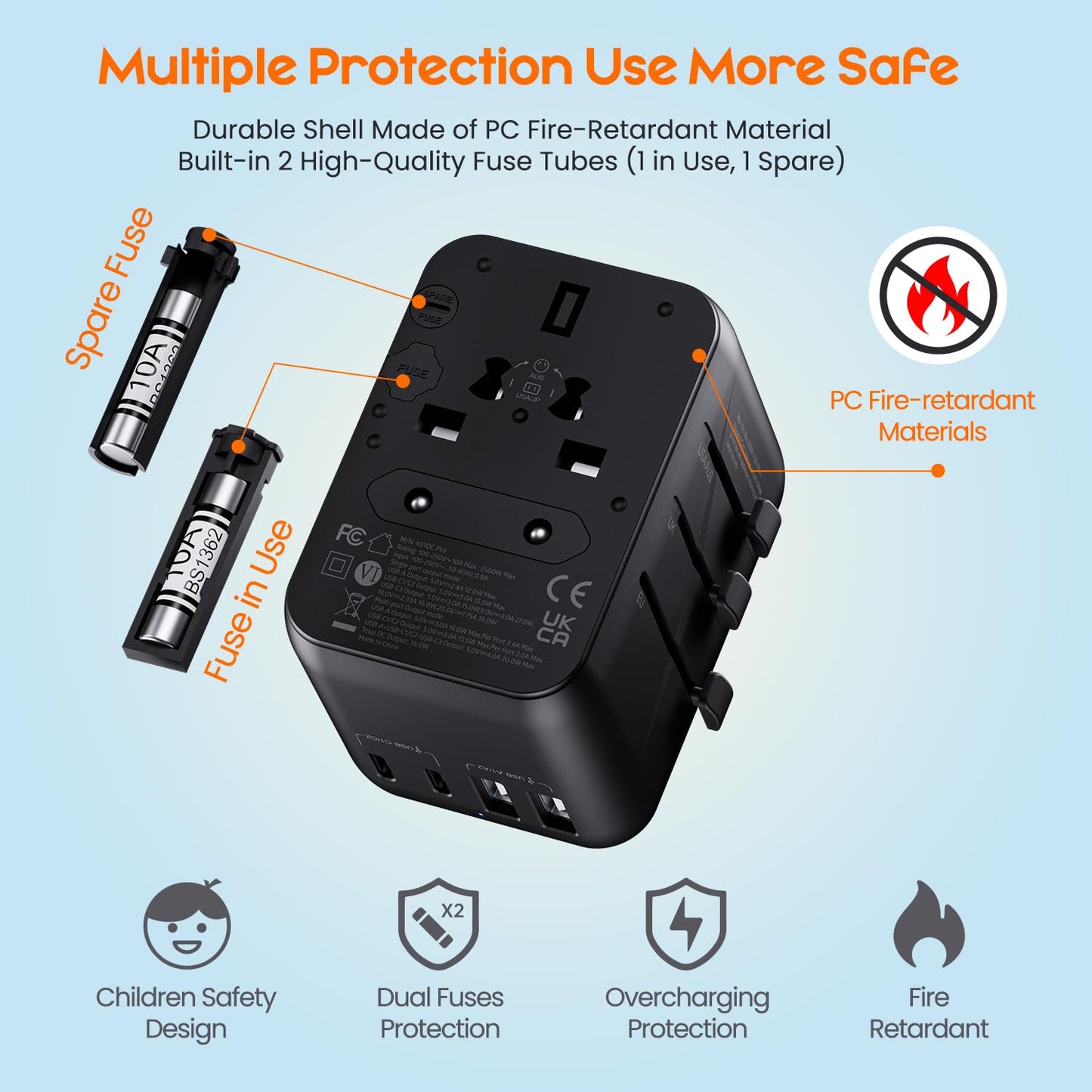 Bigfish Universal Travel Adapter, Travel Plug Adapter Worldwide