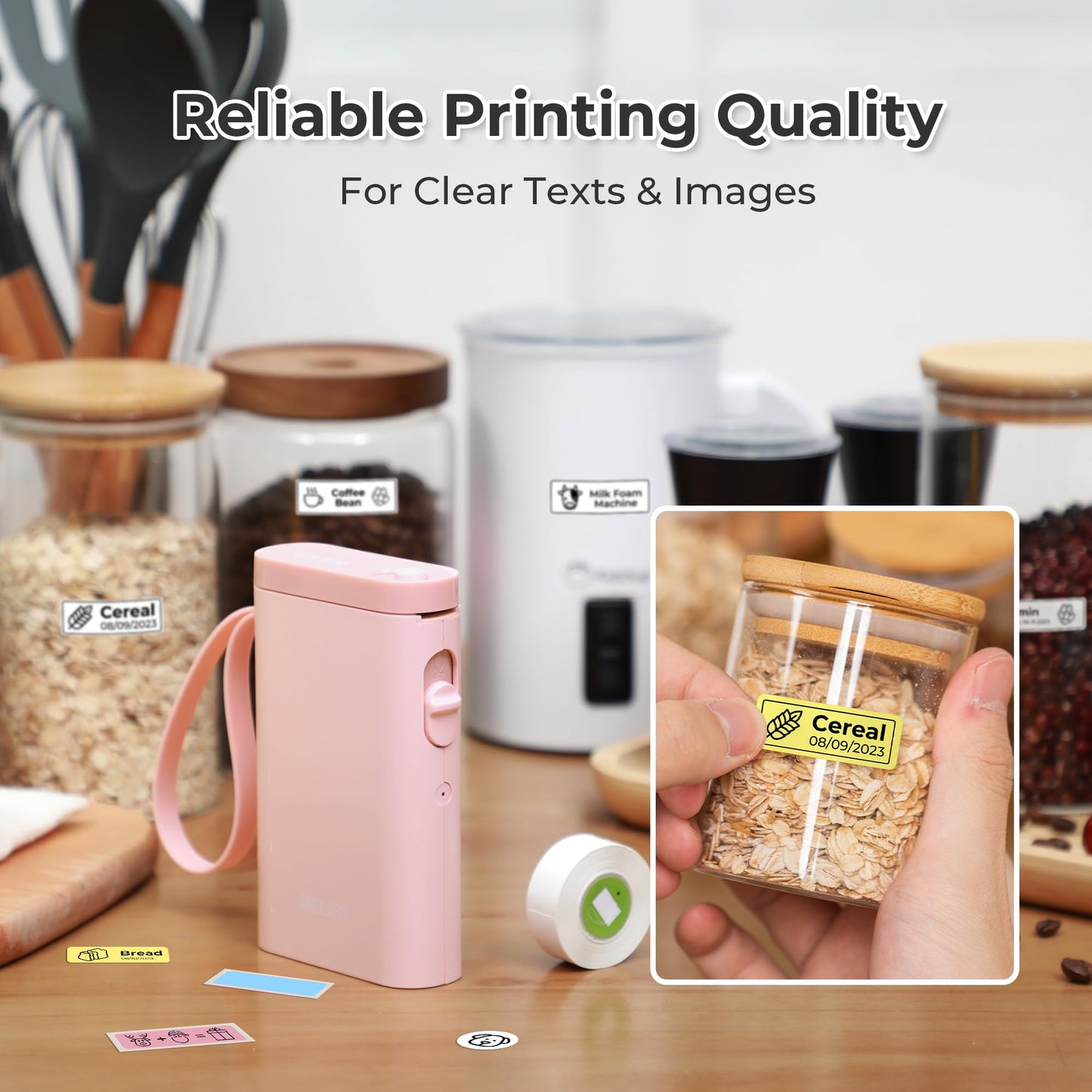 Nelko Label Maker P21 Portable Bluetooth Sticker Printer with Tape, White