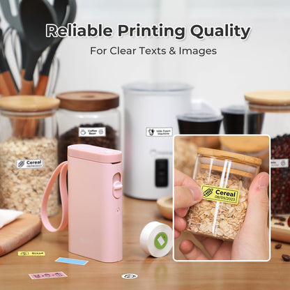 Nelko Label Maker P21 Portable Bluetooth Sticker Printer with Tape, White
