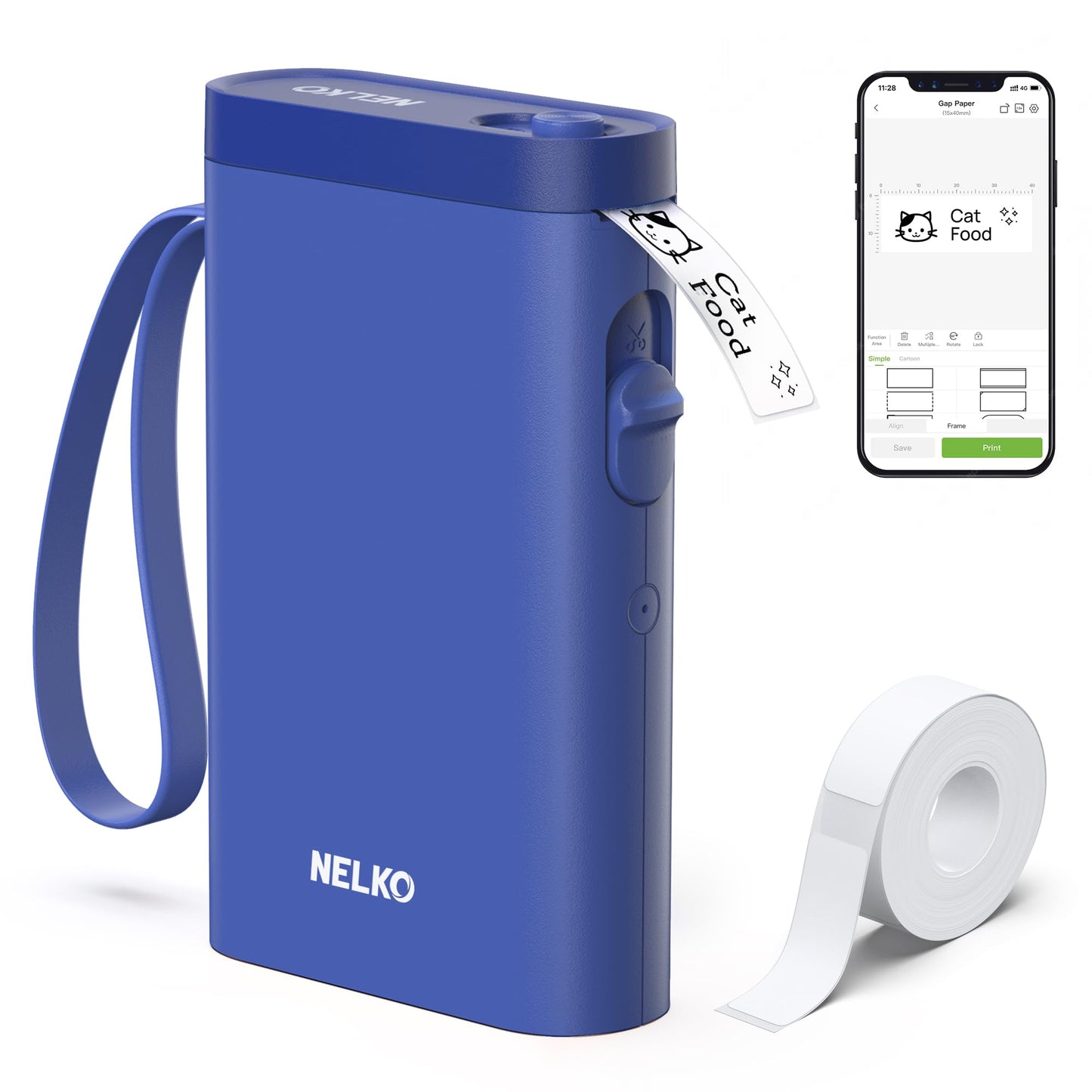 Nelko Label Maker P21 Portable Bluetooth Sticker Printer with Tape, White