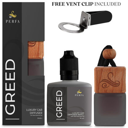 Creed Car Air Freshener for Men | Aventos Perfume Inspired Car Fragrances | Strong Freshener with Odor Eliminator Technology | Automotive Air Freshener | Greed Scent by Perfa