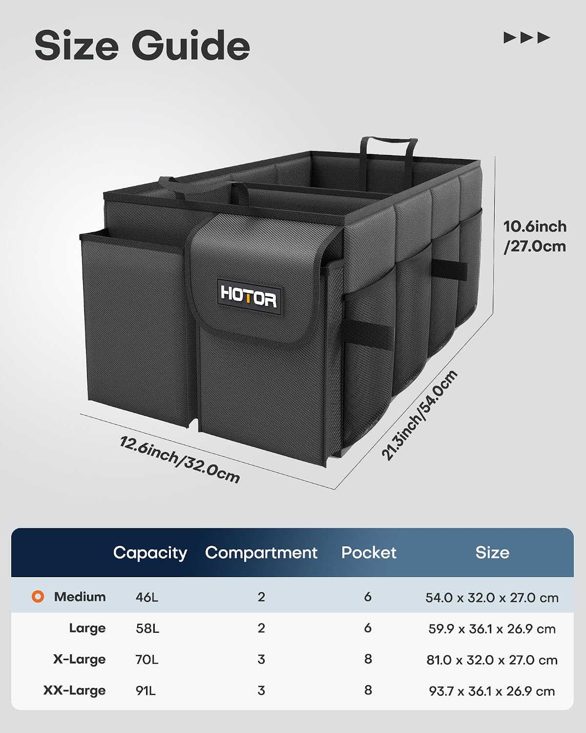 HOTOR Car Boot Oganiser - Auto Trunk Organizer Collapsible 2 Compartments