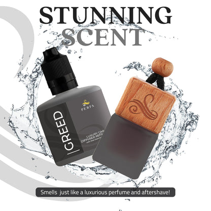 Creed Car Air Freshener for Men | Aventos Perfume Inspired Car Fragrances | Strong Freshener with Odor Eliminator Technology | Automotive Air Freshener | Greed Scent by Perfa
