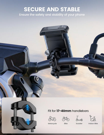 Lamicall Bike Phone Holder Bicycle - 【Foldable Clamp】 Motorbike Phone Holder, Universal Motorcycle Handlebar Clamp Mount for iPhone 17 16 15 14 13 Pro Max Mini Air, Samsung S25, All Phones - Orange