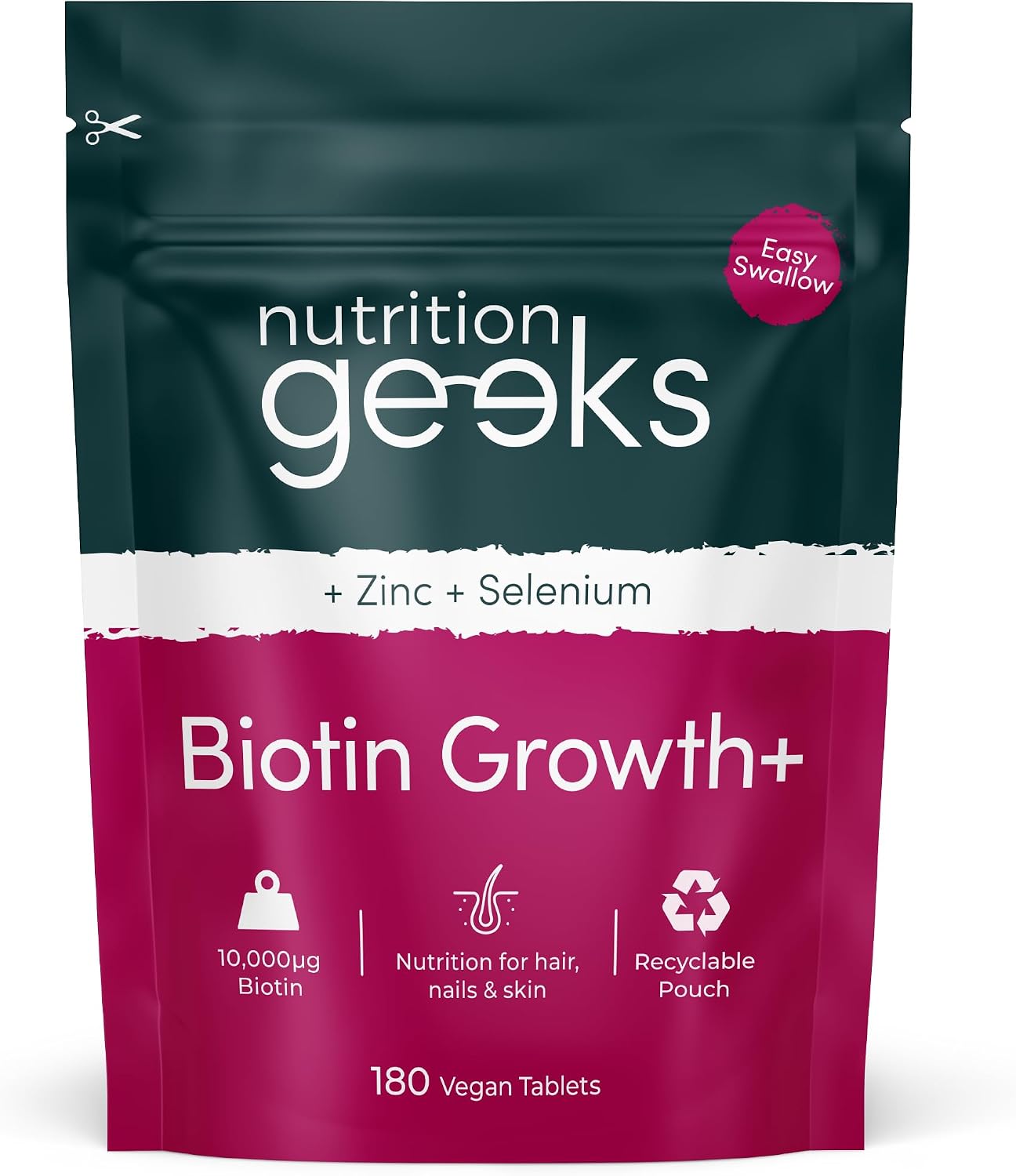 Biotin Hair Growth Supplement - 180 Vegan Tablets for Women & Men
