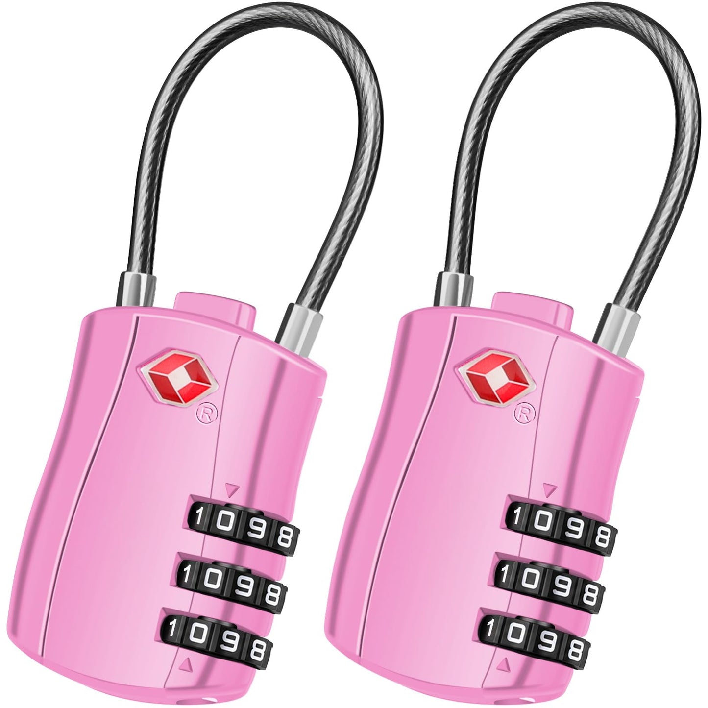 Diyife TSA Approved Luggage Locks with Flexible Steel Cable, Easy to Set up
