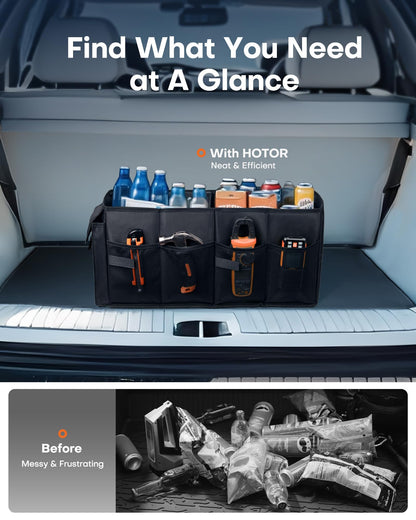 HOTOR Car Boot Oganiser - Auto Trunk Organizer Collapsible 2 Compartments