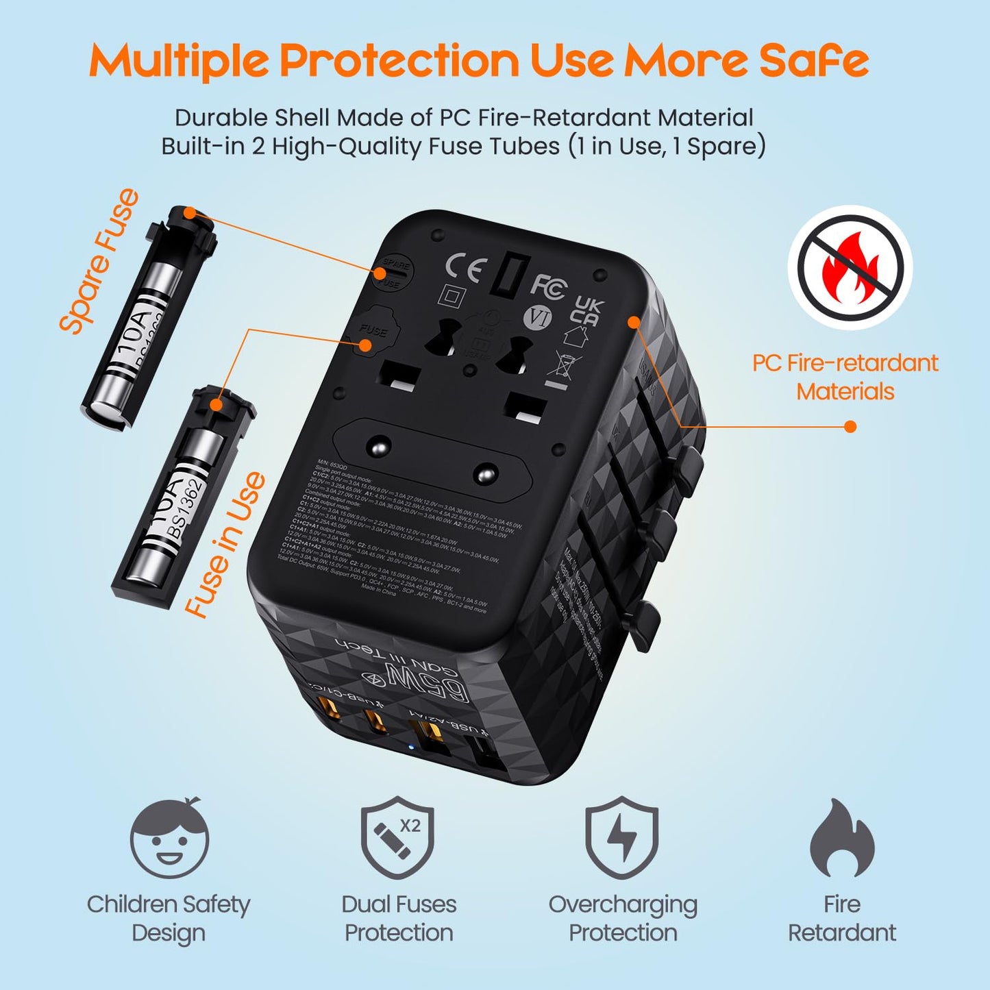 Bigfish Universal Travel Adapter, Travel Plug Adapter Worldwide