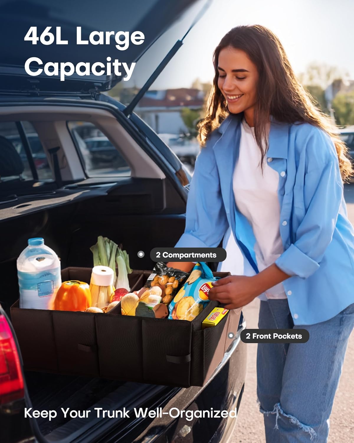 HOTOR Car Boot Oganiser - Auto Trunk Organizer Collapsible 2 Compartments