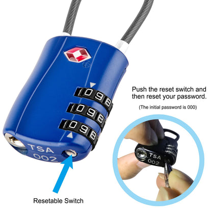 Diyife TSA Approved Luggage Locks with Flexible Steel Cable, Easy to Set up