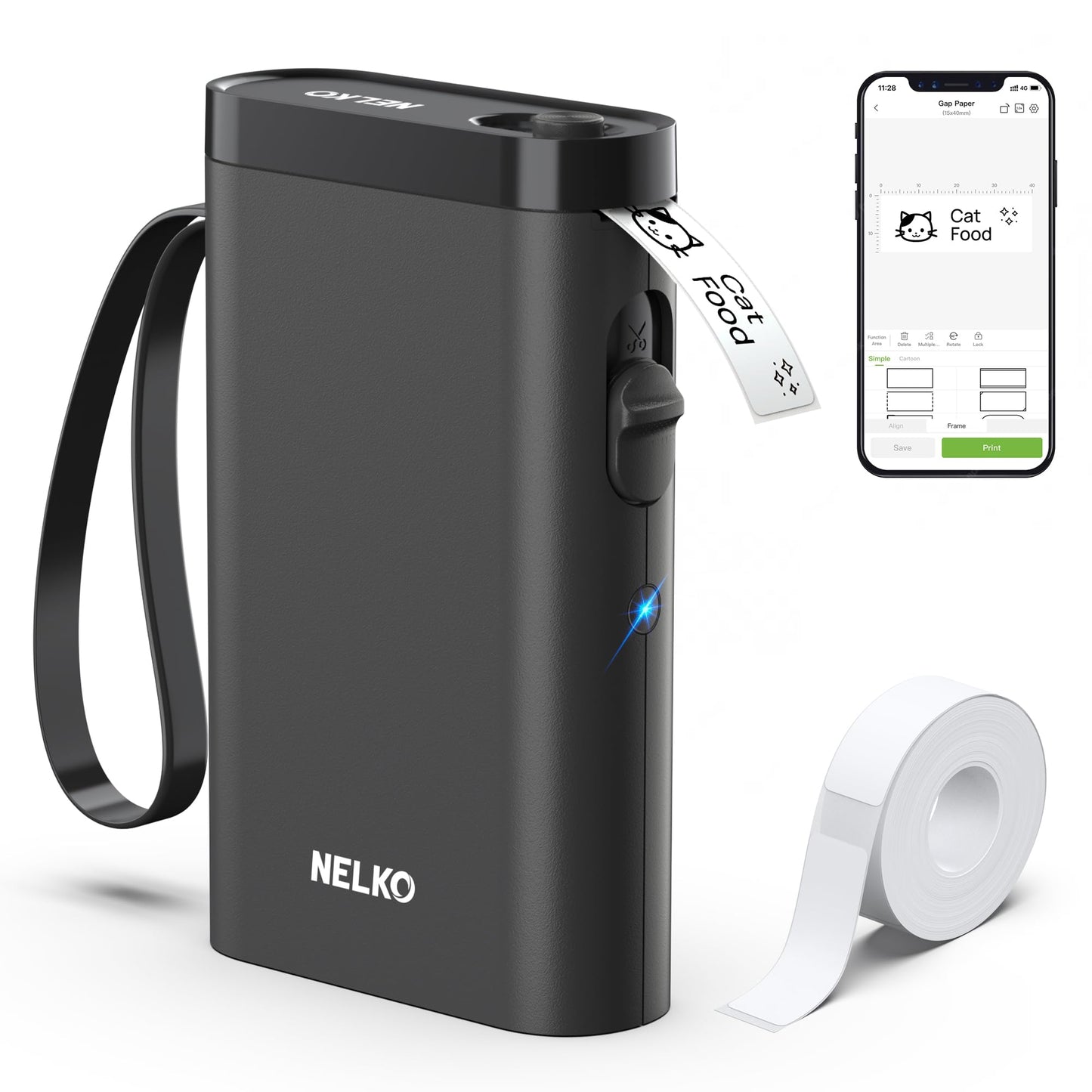 Nelko Label Maker P21 Portable Bluetooth Sticker Printer with Tape, White