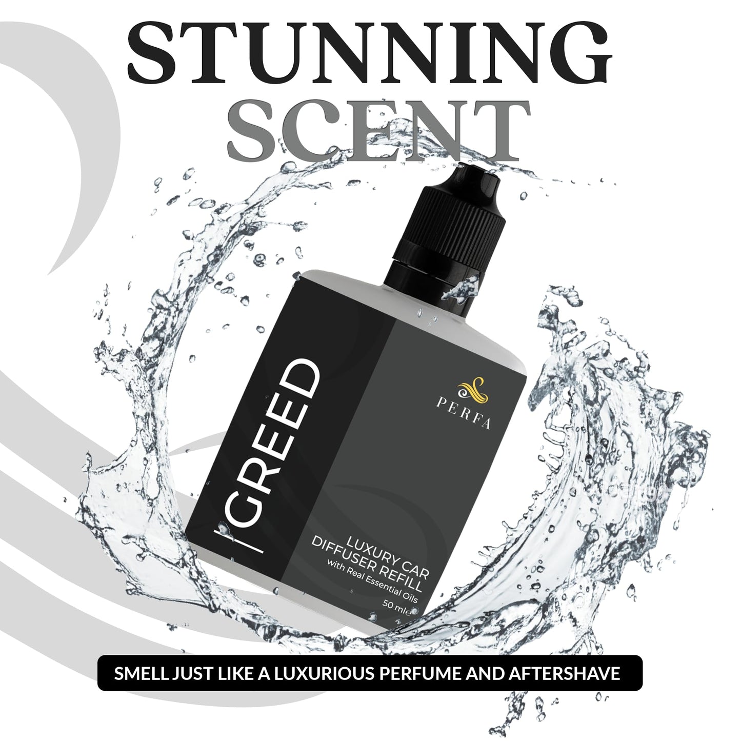 Creed Car Air Freshener for Men | Aventos Perfume Inspired Car Fragrances | Strong Freshener with Odor Eliminator Technology | Automotive Air Freshener | Greed Scent by Perfa