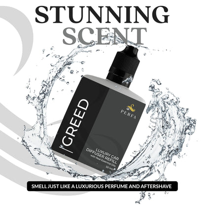 Creed Car Air Freshener for Men | Aventos Perfume Inspired Car Fragrances | Strong Freshener with Odor Eliminator Technology | Automotive Air Freshener | Greed Scent by Perfa