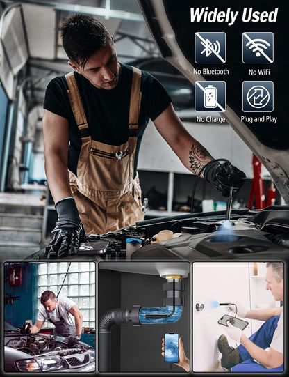 1920P HD Endoscope Inspection Camera, 32.8ft Semi-Rigid Camera