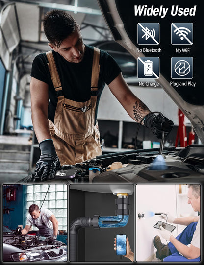 1920P HD Endoscope Inspection Camera, 32.8ft Semi-Rigid Camera