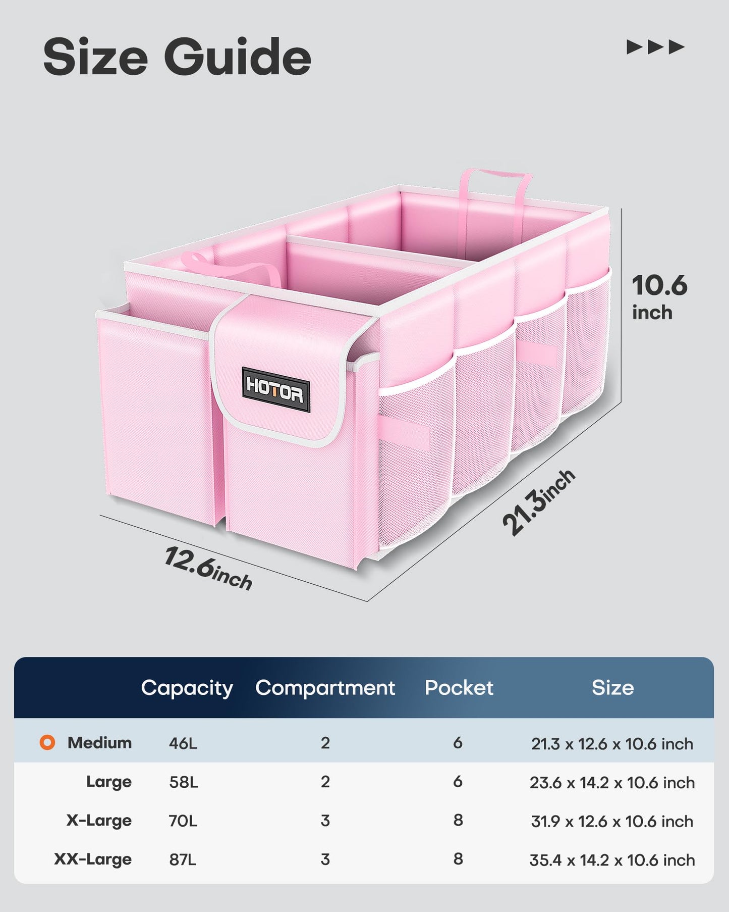 HOTOR Car Boot Oganiser - Auto Trunk Organizer Collapsible 2 Compartments