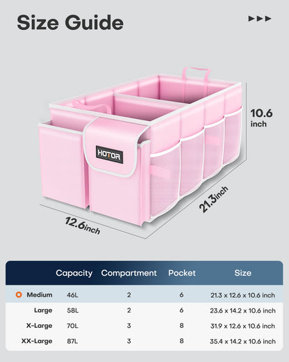 HOTOR Car Boot Oganiser - Auto Trunk Organizer Collapsible 2 Compartments
