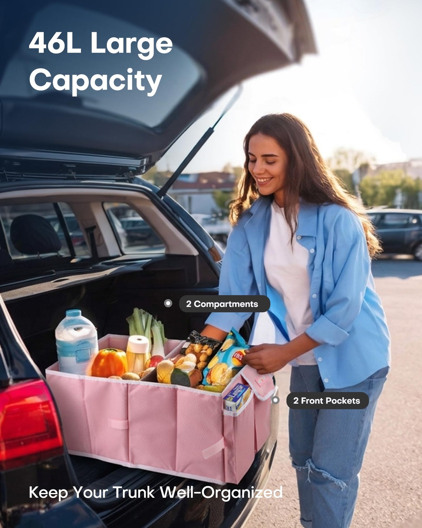 HOTOR Car Boot Oganiser - Auto Trunk Organizer Collapsible 2 Compartments