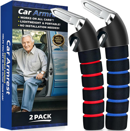 KOUNATSURI Car Door Handle for Elderly Car Assist Support Handle Multifunction Car Door Latch Bar for Seniors and Handicapped Blue and Red