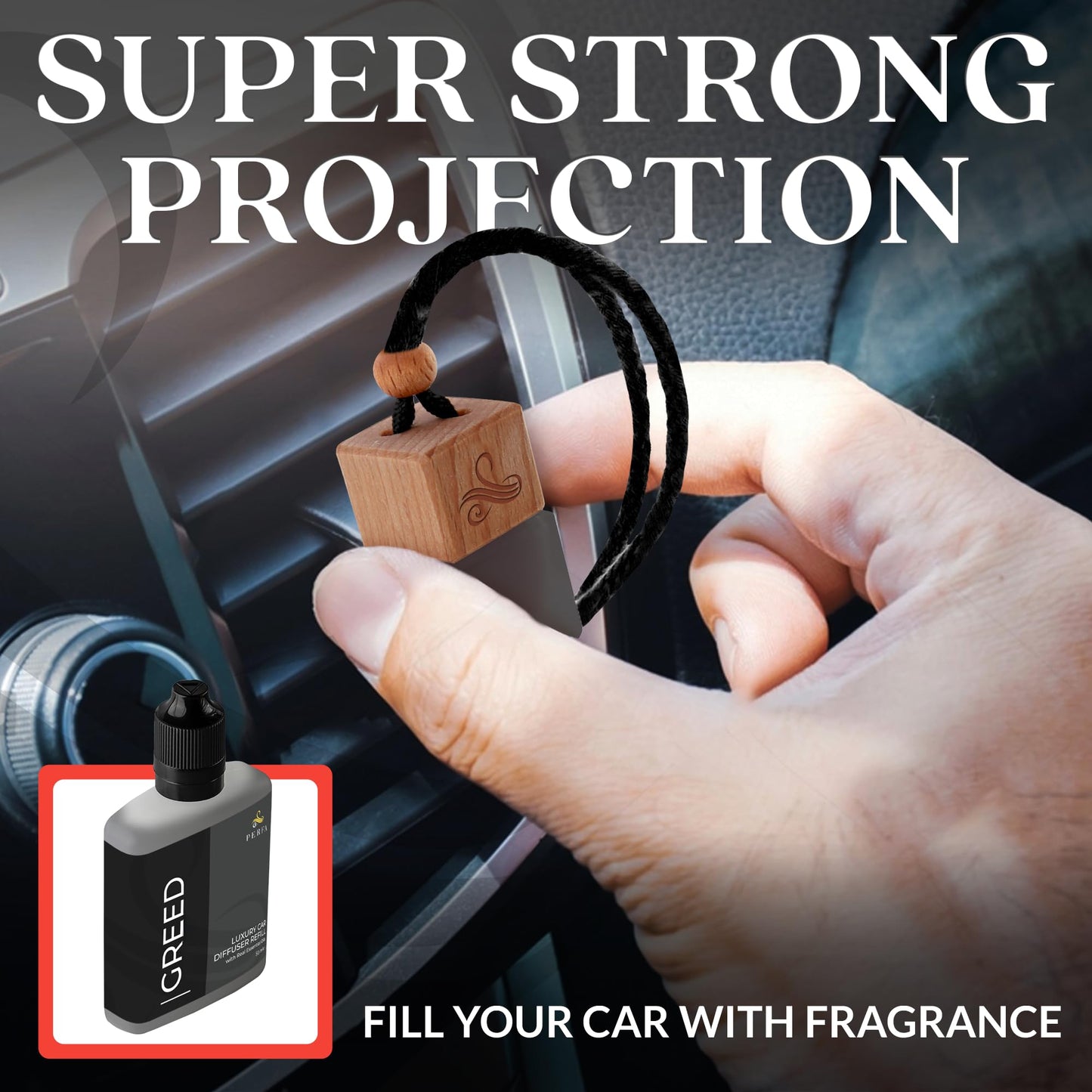 Creed Car Air Freshener for Men | Aventos Perfume Inspired Car Fragrances | Strong Freshener with Odor Eliminator Technology | Automotive Air Freshener | Greed Scent by Perfa