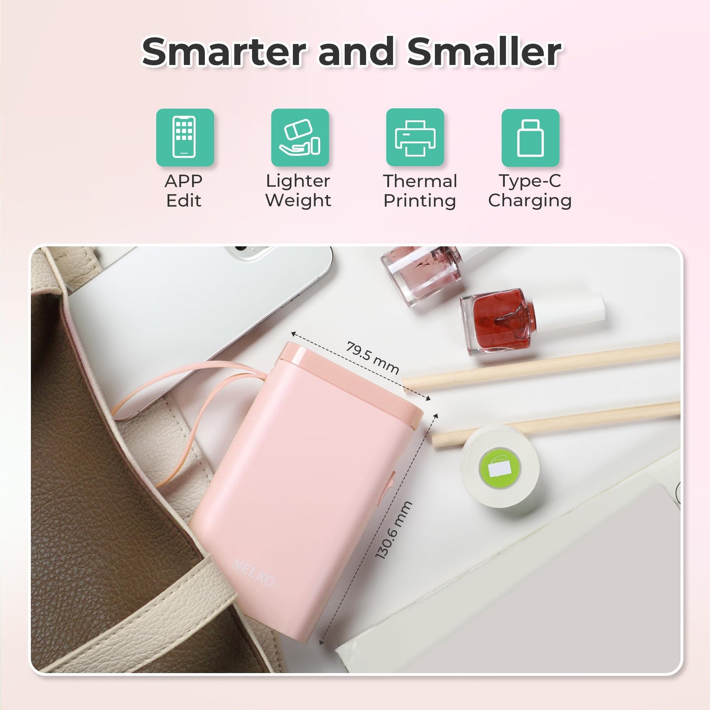 Nelko Label Maker P21 Portable Bluetooth Sticker Printer with Tape, White