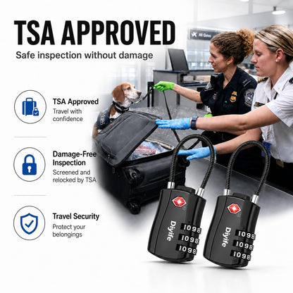 Diyife TSA Approved Luggage Locks with Flexible Steel Cable, Easy to Set up