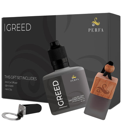 Creed Car Air Freshener for Men | Aventos Perfume Inspired Car Fragrances | Strong Freshener with Odor Eliminator Technology | Automotive Air Freshener | Greed Scent by Perfa