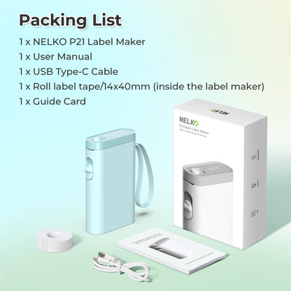 Nelko Label Maker P21 Portable Bluetooth Sticker Printer with Tape, White