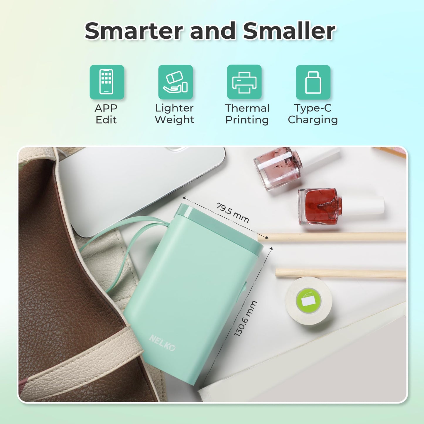 Nelko Label Maker P21 Portable Bluetooth Sticker Printer with Tape, White