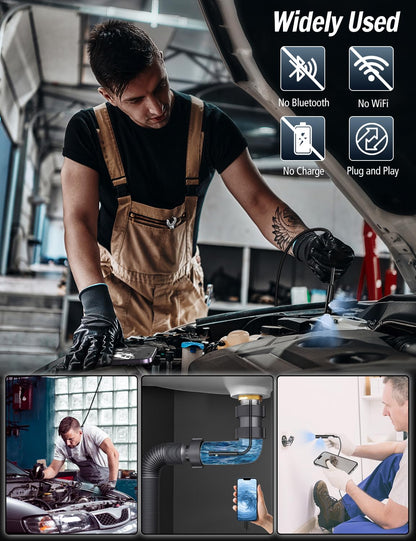 1920P HD Endoscope Inspection Camera, 32.8ft Semi-Rigid Camera