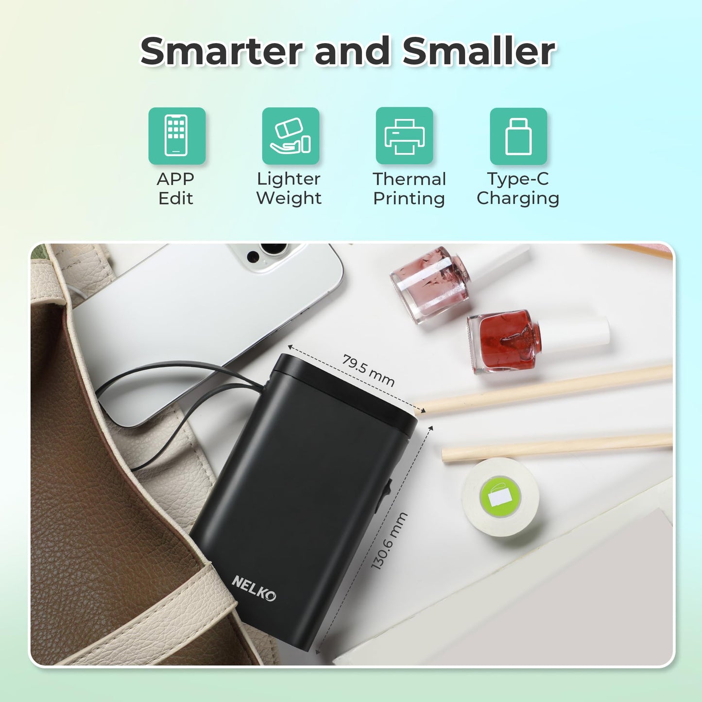 Nelko Label Maker P21 Portable Bluetooth Sticker Printer with Tape, White
