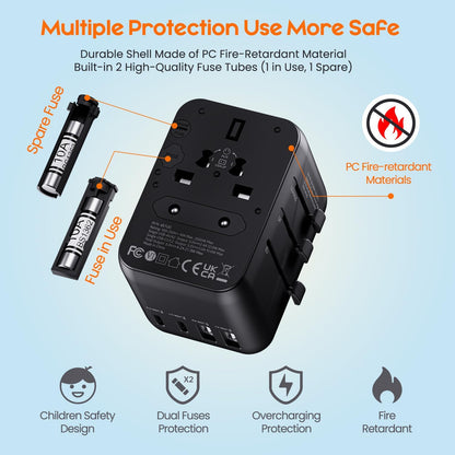 Bigfish Universal Travel Adapter, Travel Plug Adapter Worldwide